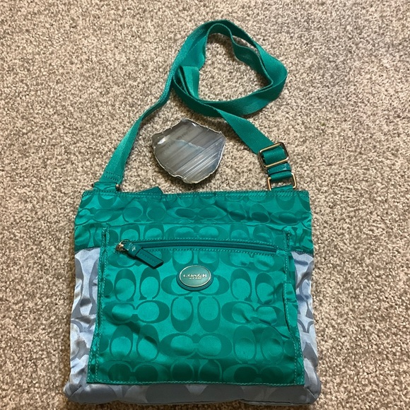 Coach Bags Coach Teal Steel Signature Messenger Crossbody Bag Purse